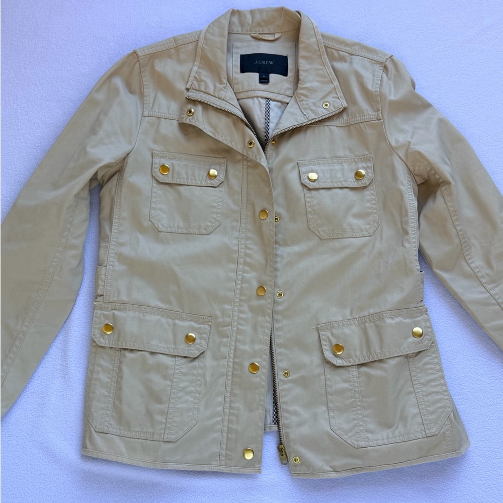 J. Crew Tan Utility Jacket with Gold Buttons - Picture 7 of 14